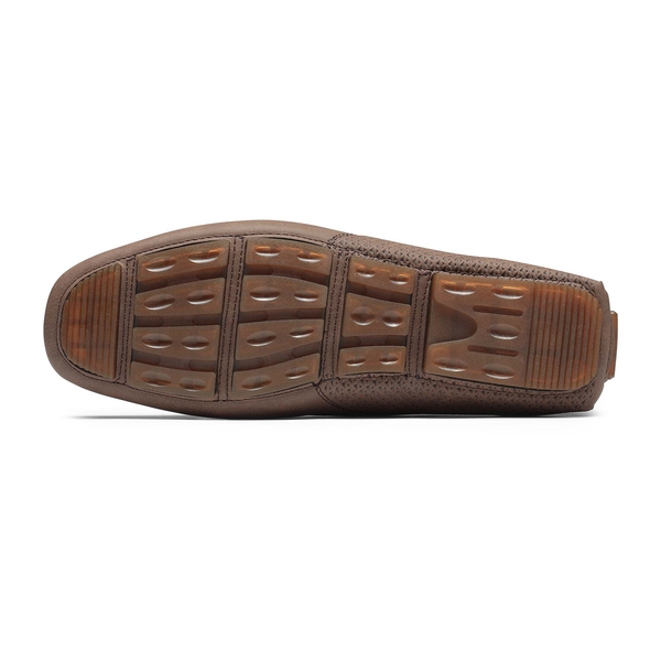 Men's Vegan Leather Slip-On Casual Loafers - BROWN - 3